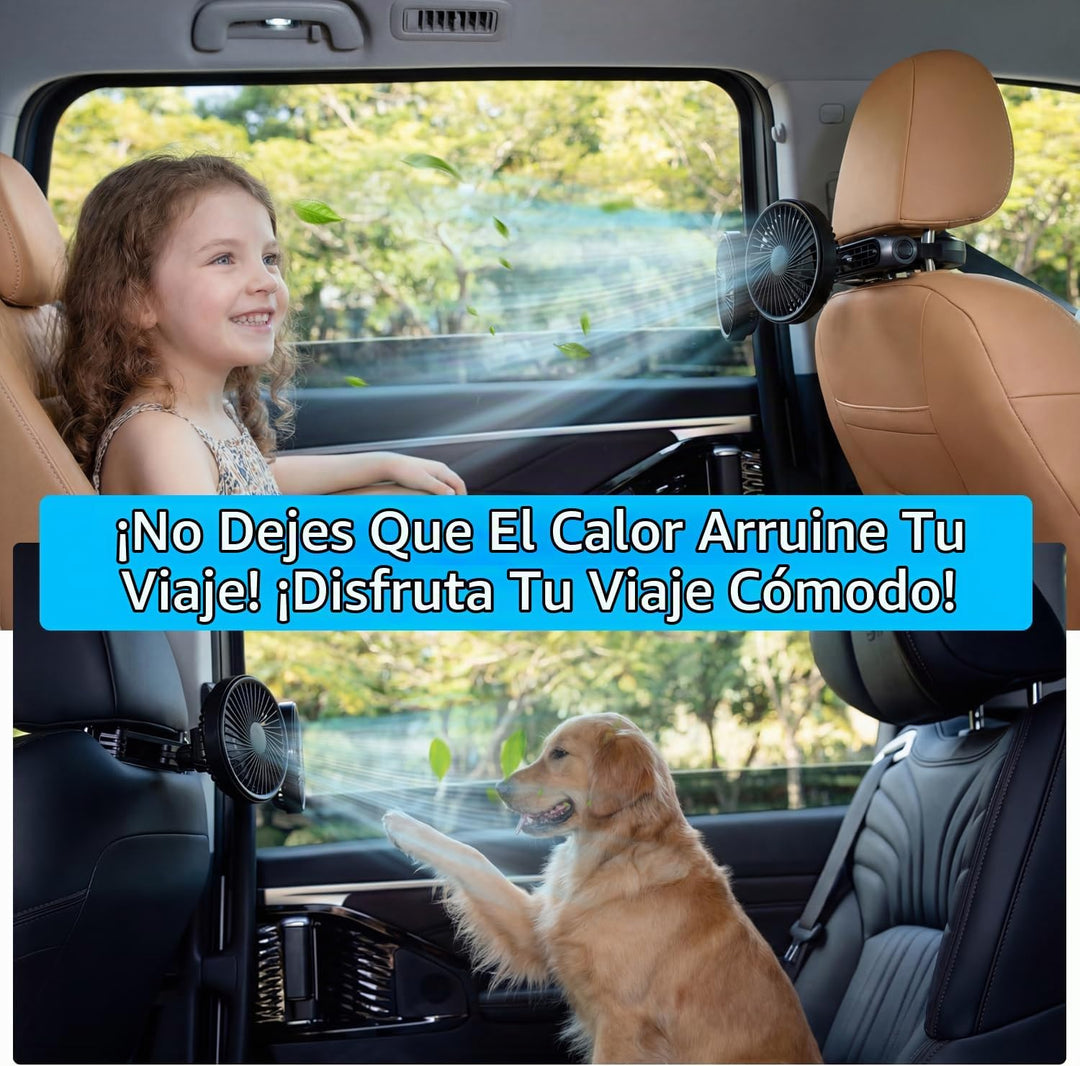 Pelidox Ventilador de coche para asiento trasero, 3 velocidades, ro...