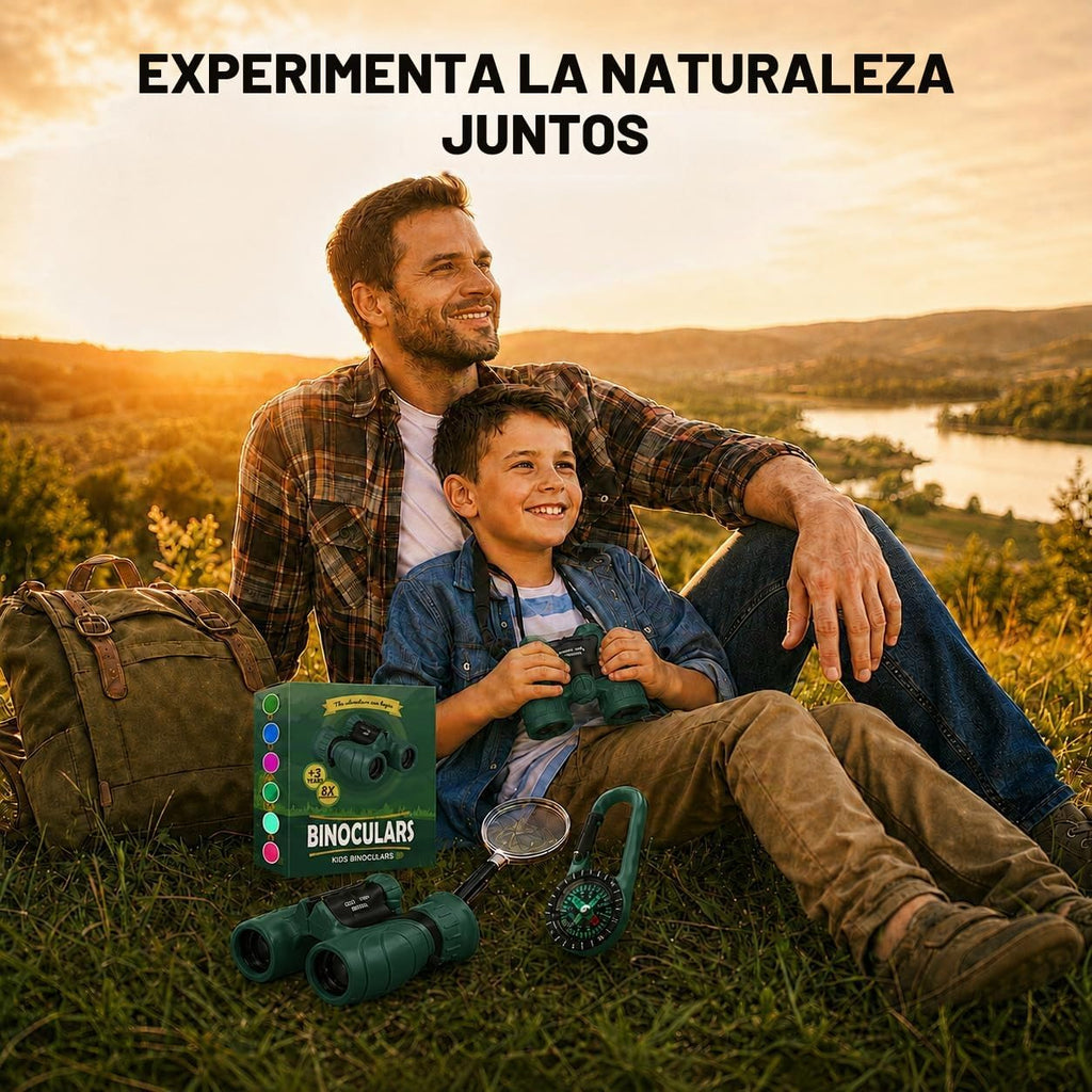 Binoculares para niños – Juguete perfecto para niños pequeños y niñas – Juego extenso que incluye lupa y brújula – Potente aumento 8 x 21 – niños de 3 a 12 años para niños pequeños
