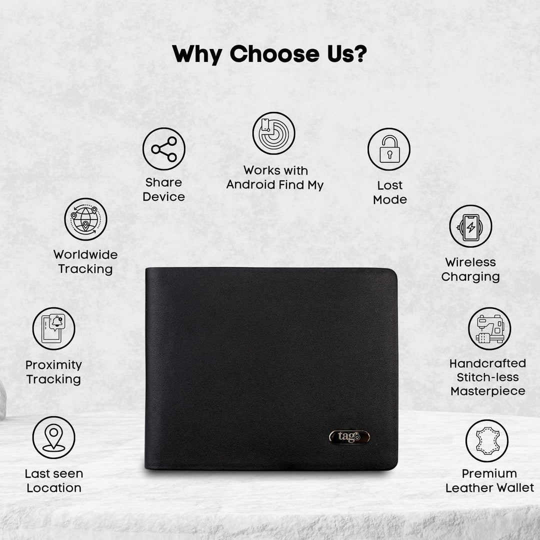 Cartera inteligente con Android Find My Tracker, cartera de piel co...