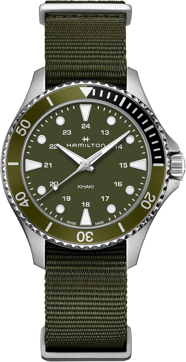 Hamilton Reloj de cuarzo azul marino caqui para hombre, caja de acero