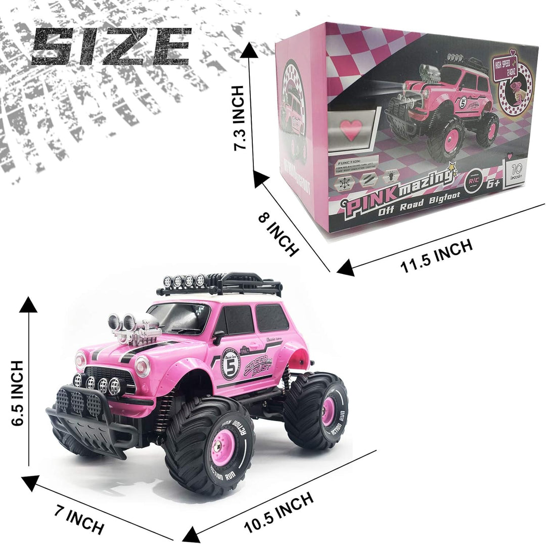 10Leccion Auto a control remoto para niñas, camión RC rosa con dos...