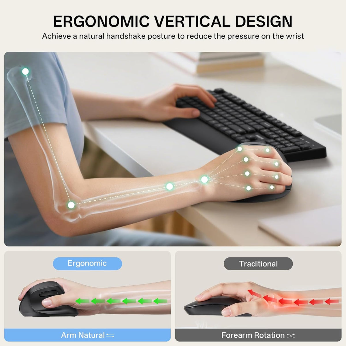 PHILIPS SPK7628 - Mouse ergonómico \u2013 Ratón vertical con 800\/1...