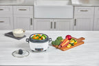 Olla arrocera BLACK+DECKER 6 tazas (cocidas) con cesta para vapor, recipiente antiadherente extraíble, blanca