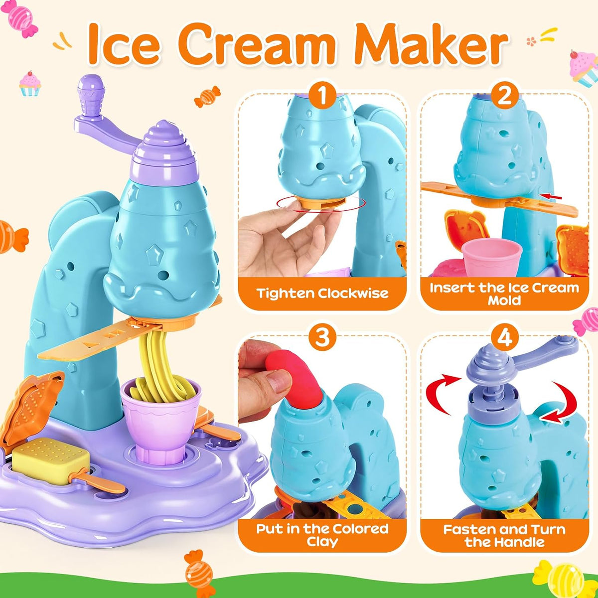 Set de 3 en 1 de Playdough - Kitchen Creations Artes y Manualidades con 12 Colores de Masa
