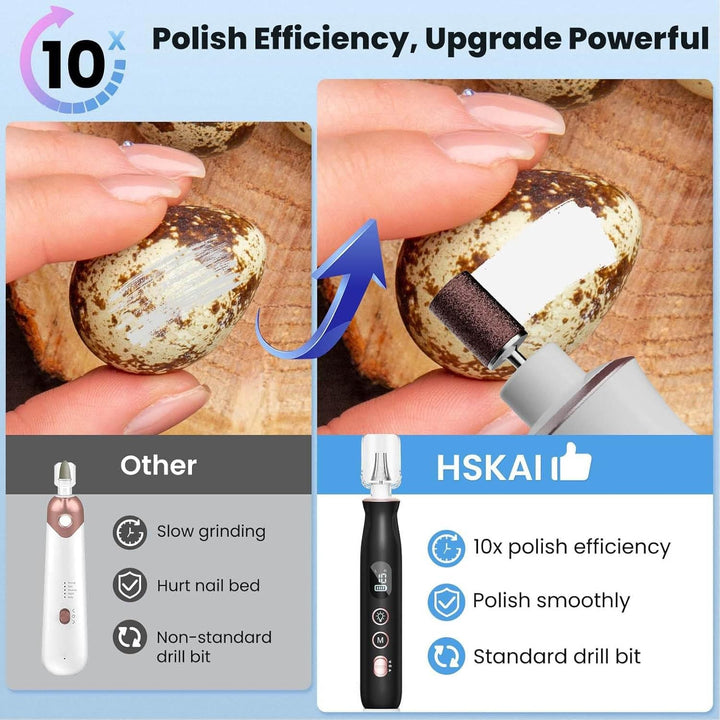 HSKAI Taladro eléctrico de uñas, amoladora de uñas inalámbrica para...