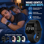 Reloj despertador para dormitorio, pulsera vibratoria, reloj de pulsera con vibración para dormir pesado, pulsera de choque silencioso, extra fuerte, despierta a personas sordas con TDAH