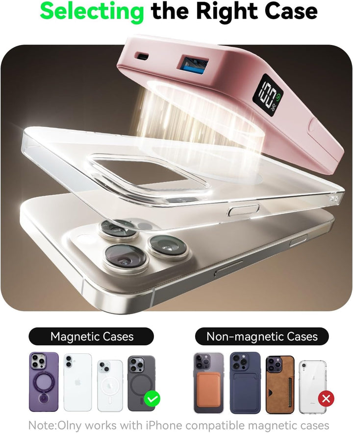 LENUTO Cargador portátil magnético de 10000 mAh con cargador MagSaf...
