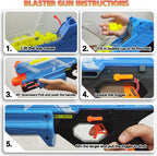 Pistola Blaster con gafas protectoras y 100 rondas para niños y niñas de hasta 110 FPS compatible con dardos Nerf Hyper Rounds, fácil de recargar, soporta hasta 50 rondas (azul claro)