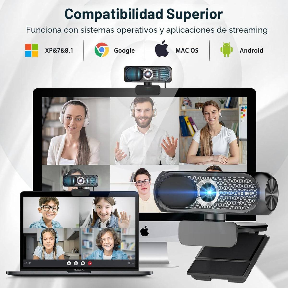 Shcngqio Cámara web HD 1080P con micrófono, cancelación de ruido, c...