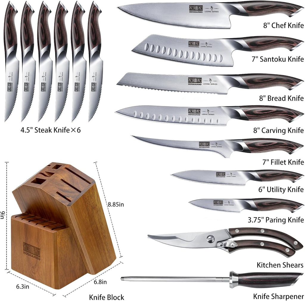 HOSHANHO Juego de cuchillos de cocina japoneses ultra afilados con bloque