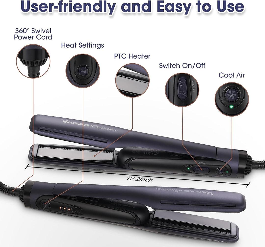 VAGARY Plancha de cabello - Plancha de aire profesional, secado rec...