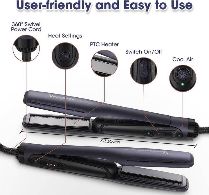 VAGARY Plancha de cabello - Plancha de aire profesional, secado rec...