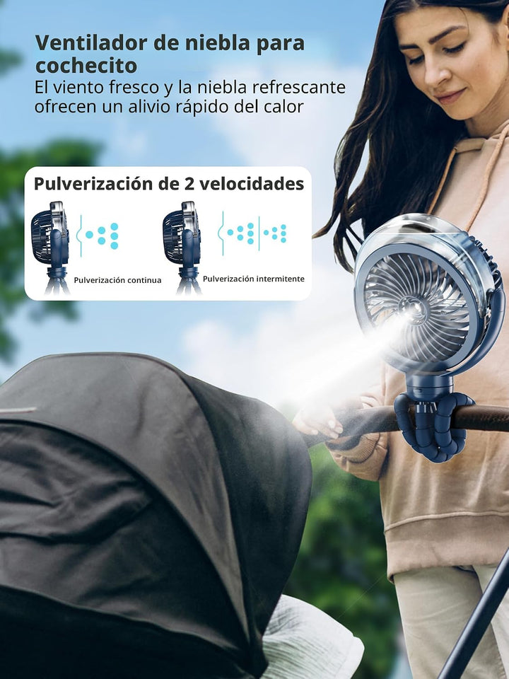 Wavmill Ventilador de cochecito nebulizador, ventilador portátil co...