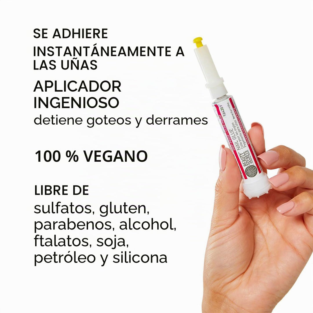 Beauty Secrets Pegamento para uñas, a prueba de goteo y obstruccion...