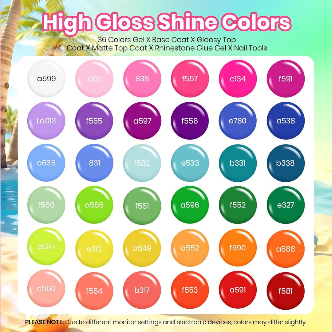 Beetles - Juego de esmaltes de gel de 36 colores, esmalte de uñas d...