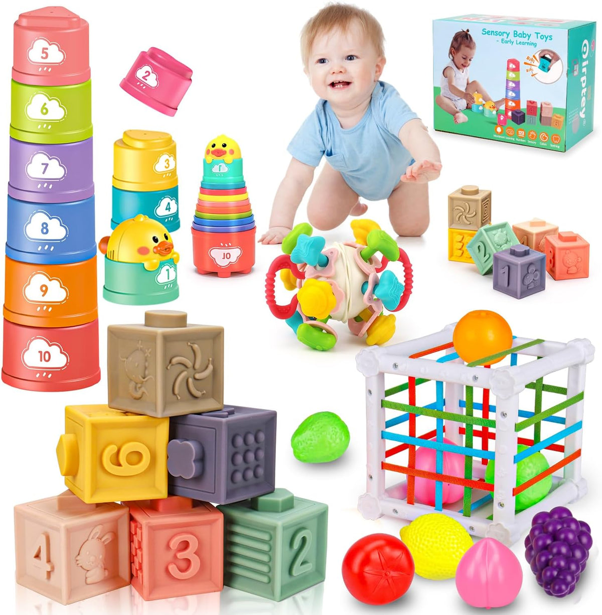 Montessori Toys - Juguetes apilables y tazas para niños pequeños