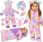 Conjunto de ropa de muñeca americana de 18 pulgadas y accesorios para bolsa de dormir