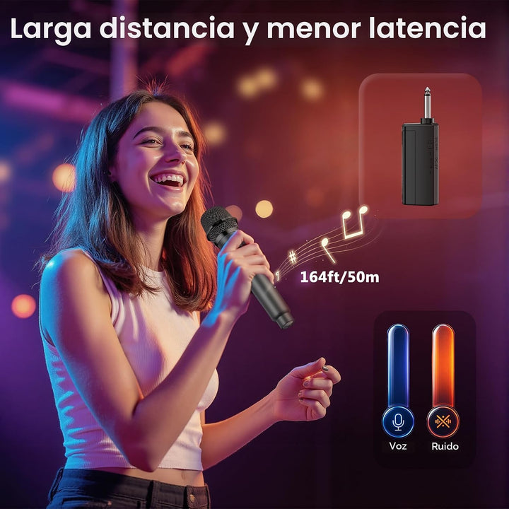Micrófono inalámbrico, sistema profesional de micrófono dinámico in...