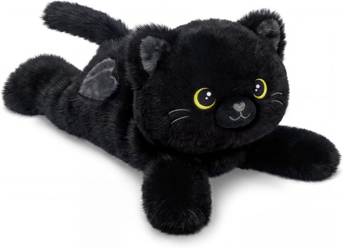 Onsoyours Peluches originales de gato negro calentables y pesados, peluche de gatito de 15 pulgadas para microondas para calidez y comodidad, juguetes de peluche suaves para niños y adultos