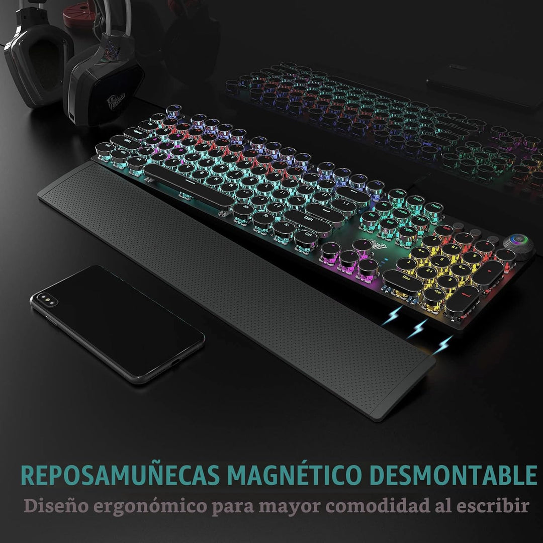 AULA F2088 Teclado mecánico para juegos estilo máquina de escribir,...