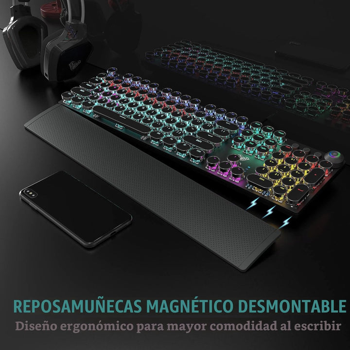 AULA F2088 Teclado mecánico para juegos estilo máquina de escribir,...