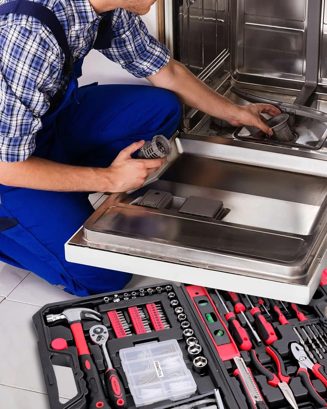 KingTool - Kit de herramientas mecánicas de reparación general para...