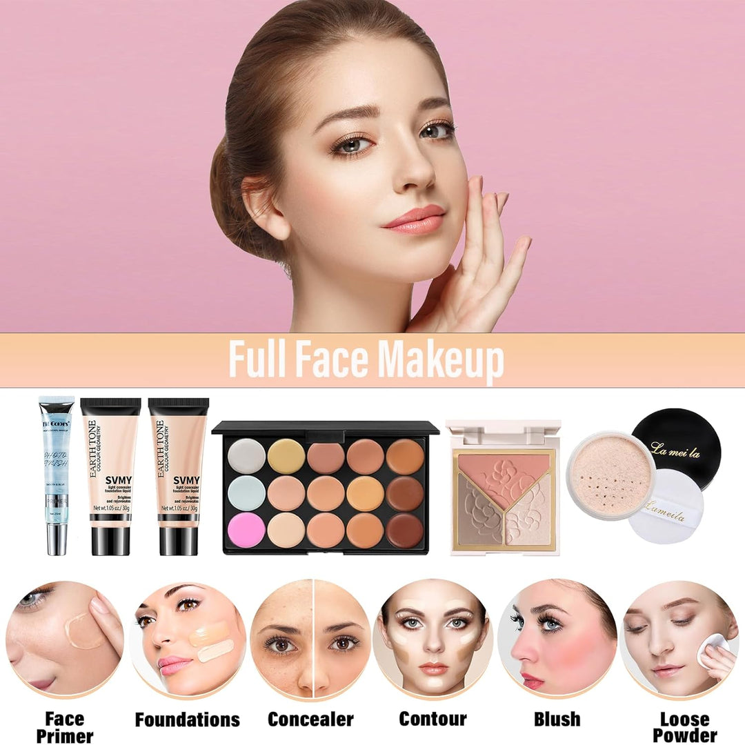 Set de maquillaje para mujeres, juego de maquillaje de viaje para a...