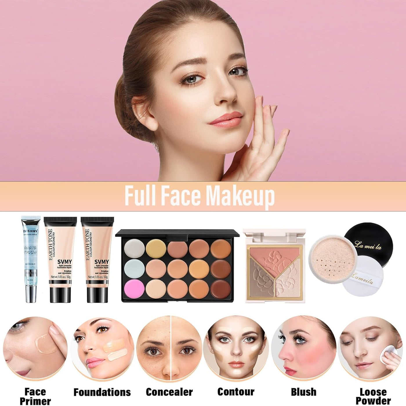 Set de maquillaje para mujeres, juego de maquillaje de viaje para a...