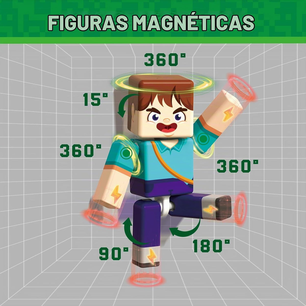 EUX Juego de 30 figuras de acción magnéticas, bloques magnéticos