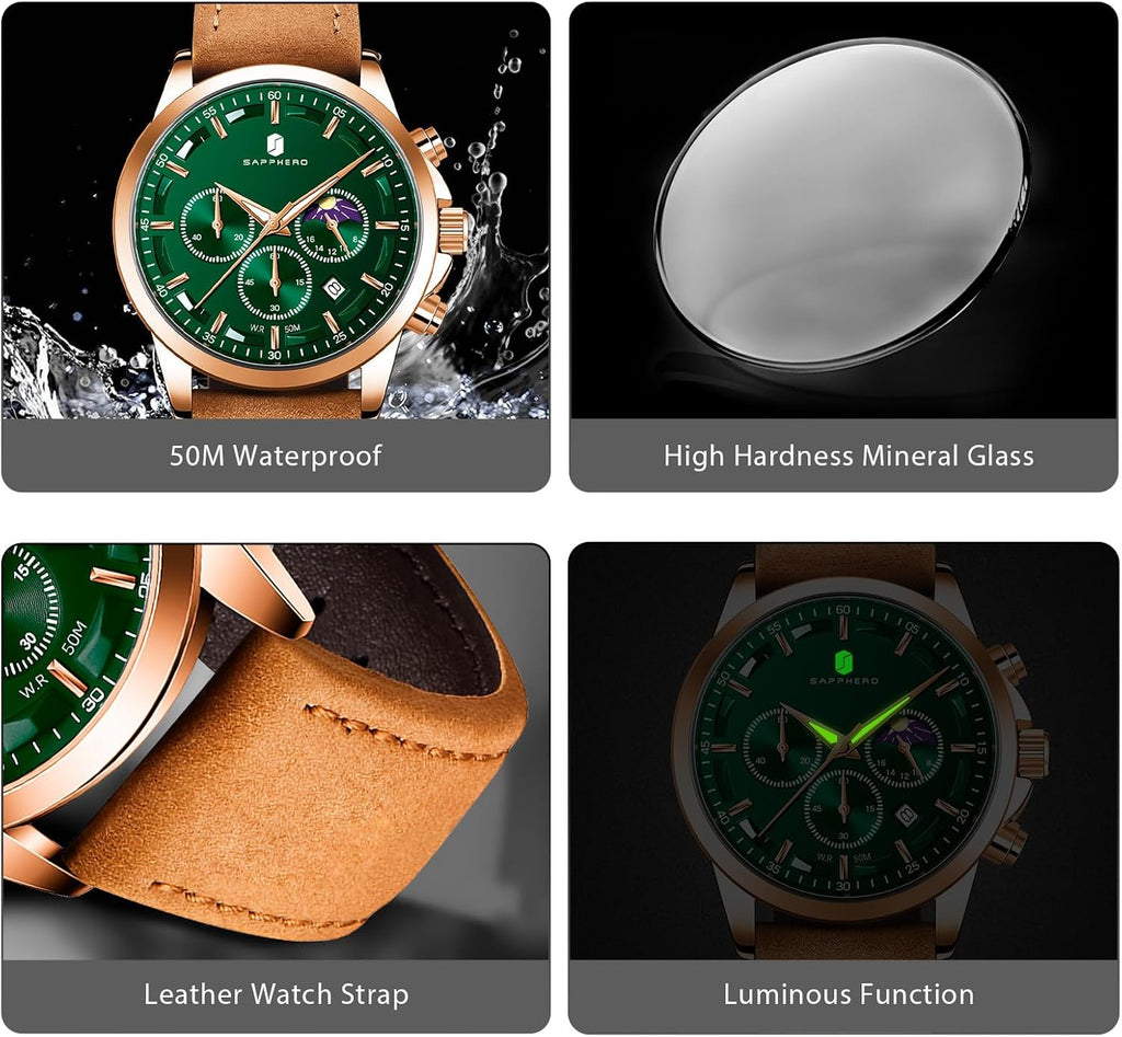 BENYAR Relojes para hombre, cronógrafo analógico de cuarzo, impermeables, relojes de pulsera para hombre, moda de negocios, trabajo, casual, deportivo, reloj de vestir con calendario