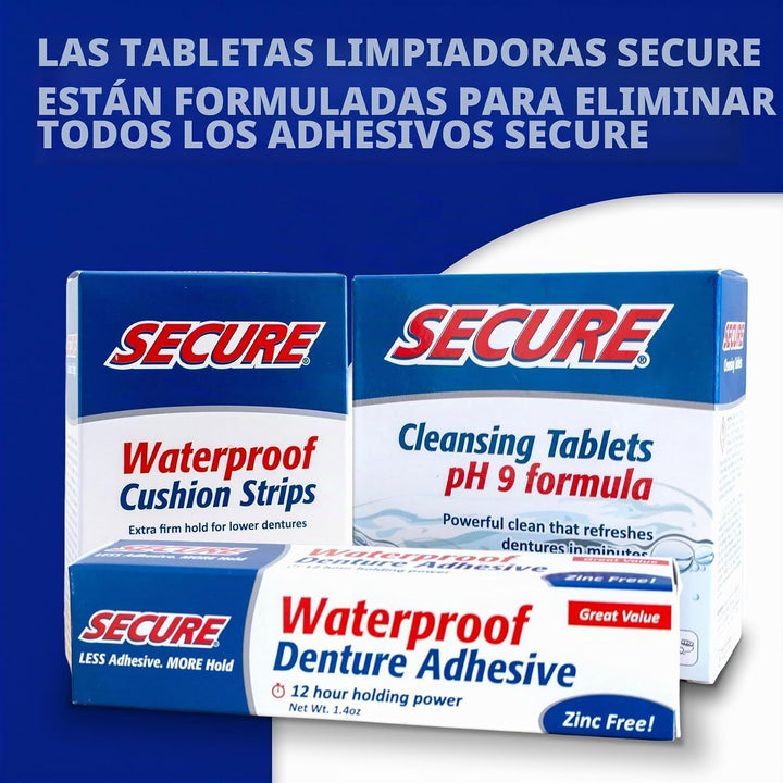 Secure Adhesivo para Dentaduras Impermeable - Sin Zinc - Extra Fuer...