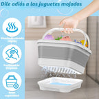 Anivia - Organizador plegable de almacenamiento de juguetes de baño con base extraíble, color gris