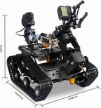 Kit de robot inteligente WiFi para Raspberry Pi 5 4B 3B, 4DOF robótico brazo pista tanque chasis robot coche con cámara HD Proyecto de programación de sensor infrarrojo ultrasónico para mayores de 14 años (sin Raspberry Pi)