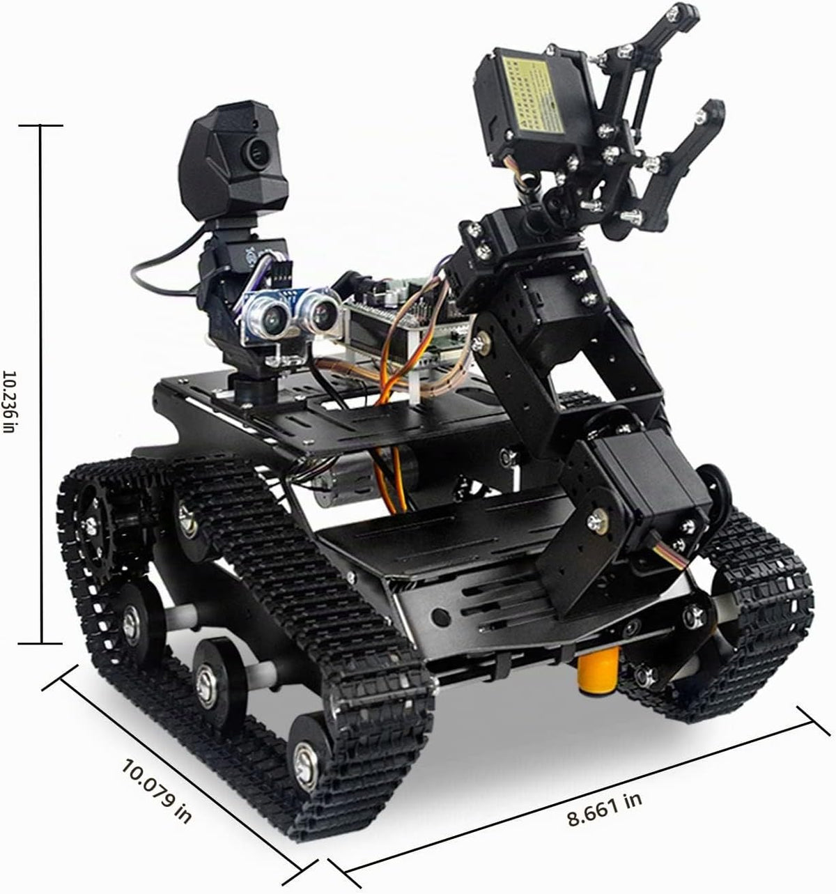 Kit de robot inteligente WiFi para Raspberry Pi 5 4B 3B, 4DOF robótico brazo pista tanque chasis robot coche con cámara HD Proyecto de programación de sensor infrarrojo ultrasónico para mayores de 14 años (sin Raspberry Pi)