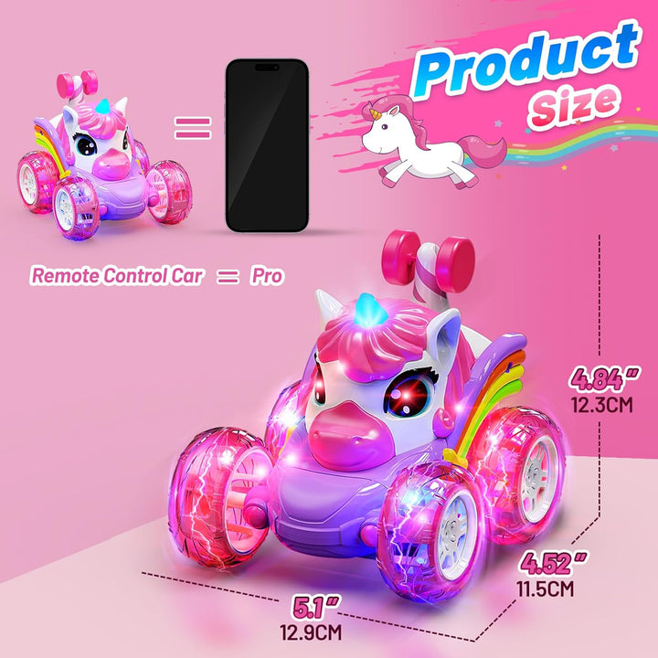 Carsky - Coche de control remoto de unicornio para niñas, coches RC...
