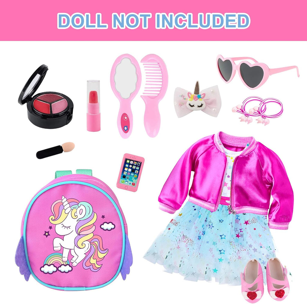 American - Juego de ropa y accesorios de maquillaje para muñecas de 18