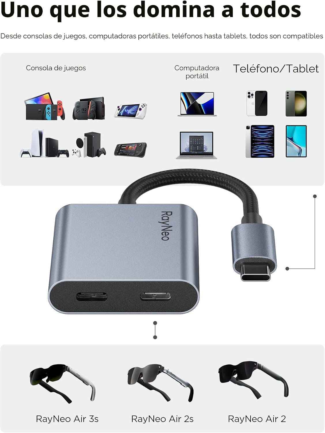 RayNeo, XRAC-CHA01OS, concentrador USB