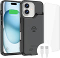 Alpatronix Funda de batería para iPhone 16/16e/17e [2025], funda de carga inalámbrica rápida de 15 W, funda de carga recargable delgada y resistente, compatible con iPhone 16/16e, color negro
