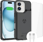 Alpatronix Funda de batería para iPhone 16/16e/17e [2025], funda de carga inalámbrica rápida de 15 W, funda de carga recargable delgada y resistente, compatible con iPhone 16/16e, color negro