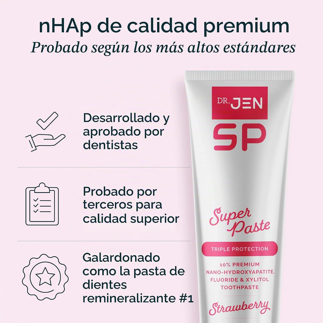 Dr. Jen Super Pasta de dientes, 10% Nano Hidroxiapatita, diseñada p...