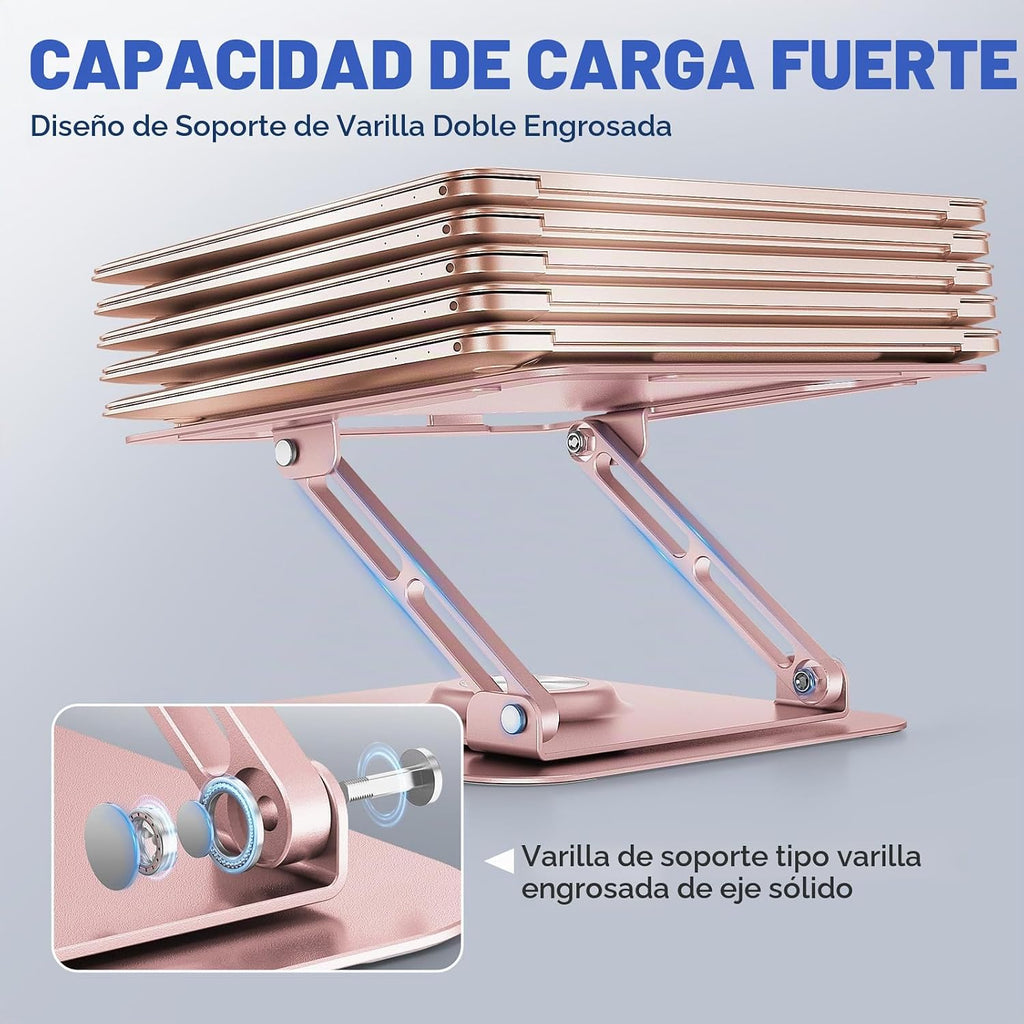 Soporte para Laptop de Escritorio (Rotación 360°), Elevador de Aluminio para Laptops de 10-16"