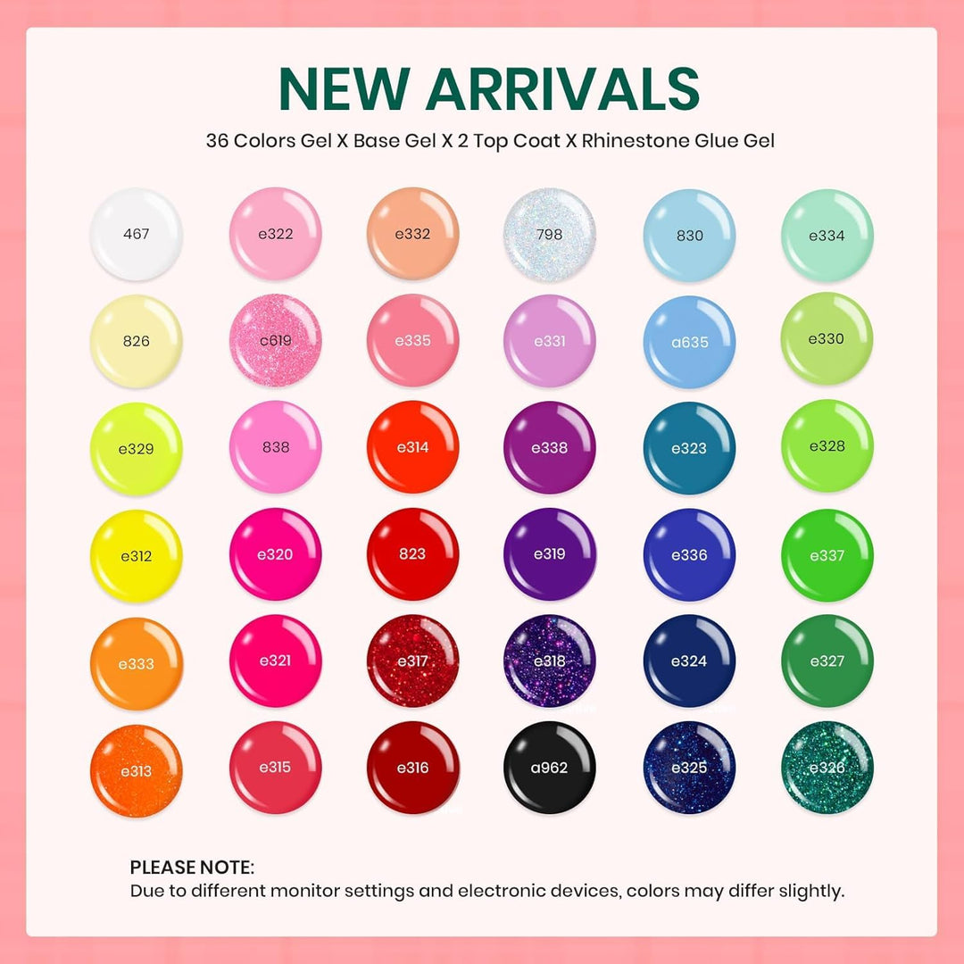 Beetles - Juego de esmaltes de uñas de gel, 36 colores, arcoíris, c...