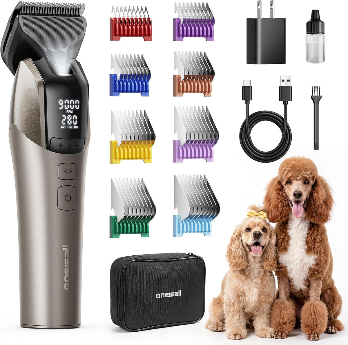 oneisall Cortaúñas profesionales para perros para el aseo de pelo grueso