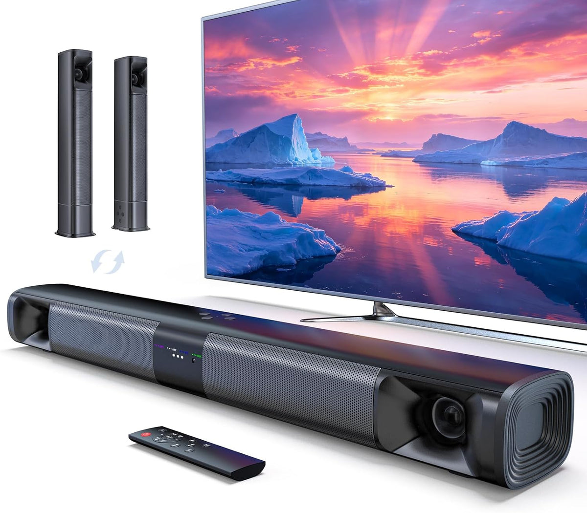 Barra de sonido para Smart TV, 2 en 1 desmontable, sonido