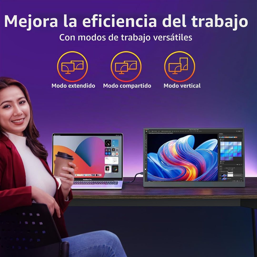 cocopar Monitor portátil IPS Monitor de viaje con USB-C HDMI pantal...