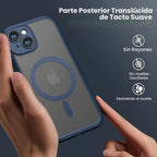 ImpactStrong Protector magnético diseñado para iPhone 15 [protección de cámara] [prueba de caídas de grado militar] [compatible con MagSafe] Funda delgada translúcida mate (6.1 pulgadas), azul marino