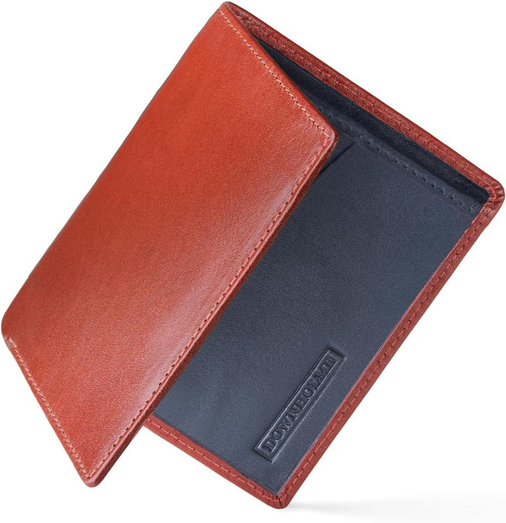 Downholme Billetera de cuero con silueta delgada plegable para homb...