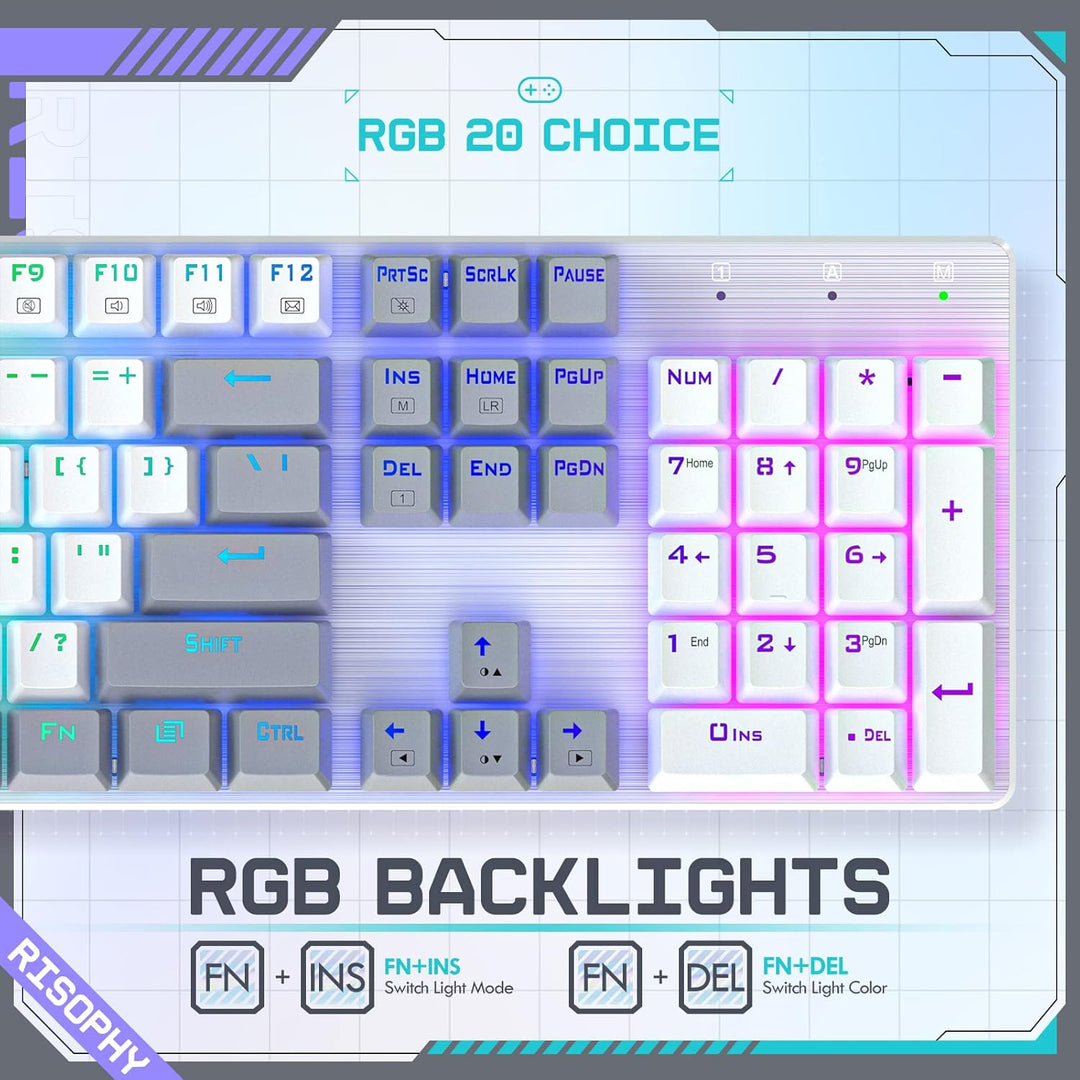 Teclado mecánico inalámbrico, triple modo 2.4G\/USB-C\/Bluetooth pa...