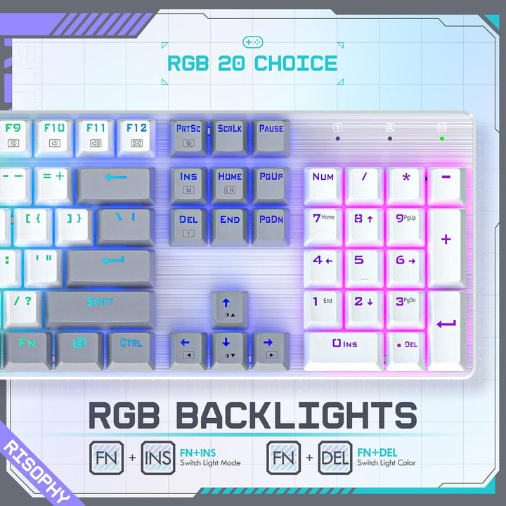 Teclado mecánico inalámbrico, triple modo 2.4G\/USB-C\/Bluetooth pa...