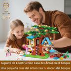 Treehouse - Juego de construcción compatible con amigos, 731 piezas para niñas, kit de construcción de casa de árbol forestal, juguetes con luz LED, gato, tobogán y hamaca de cielo, regalos de cumpleaños de Navidad para niños y niñas de 6 a 12 años